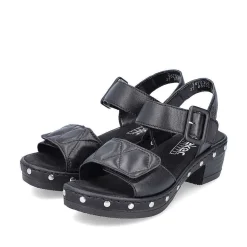 Discount Women'S Strappy Sandals Asphalt Black Ladies Heeled Shoes