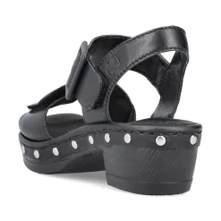 Discount Women'S Strappy Sandals Asphalt Black Ladies Heeled Shoes