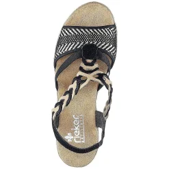 Sale Women'S Strappy Sandals Jet Black Ladies Heeled Shoes