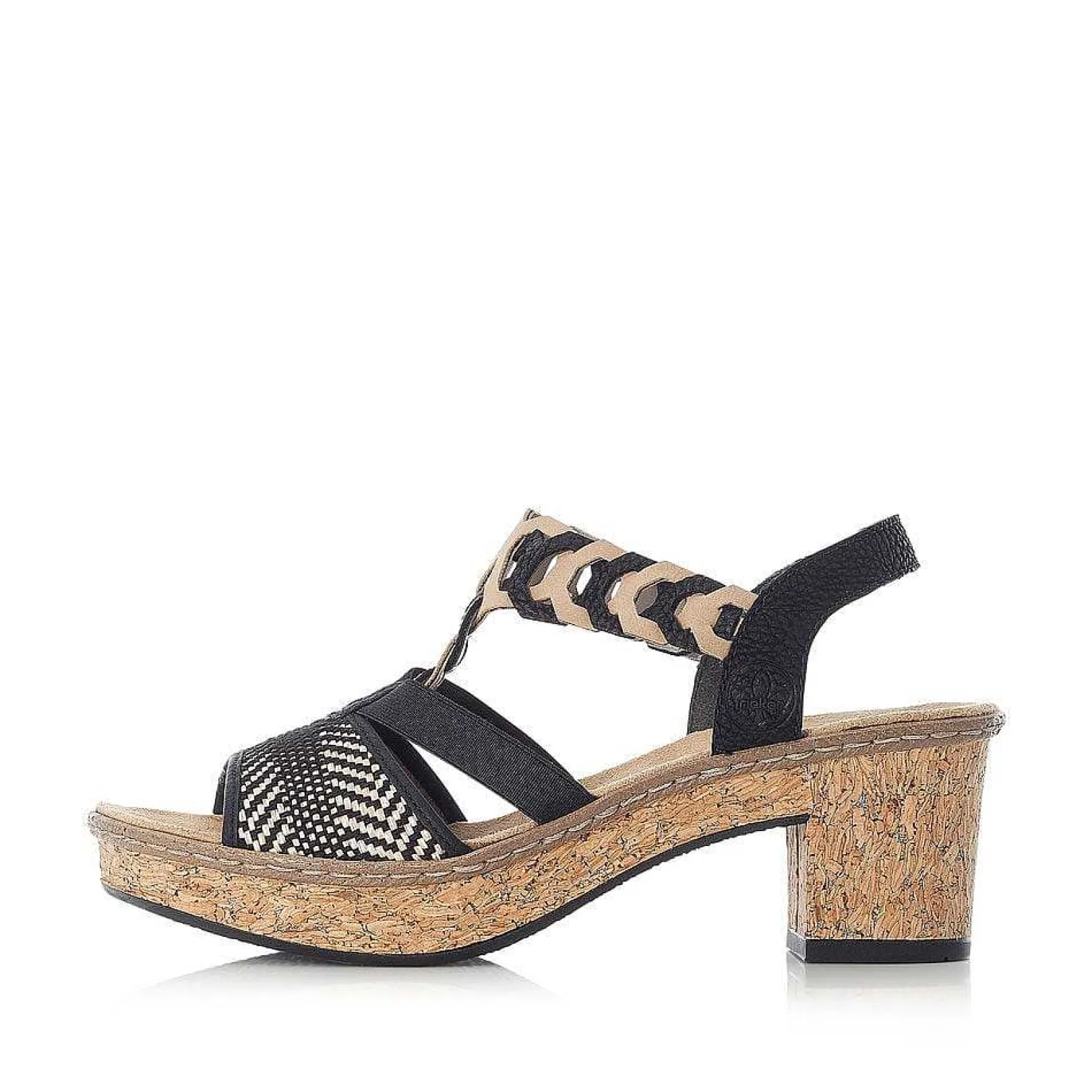 Sale Women'S Strappy Sandals Jet Black Ladies Heeled Shoes