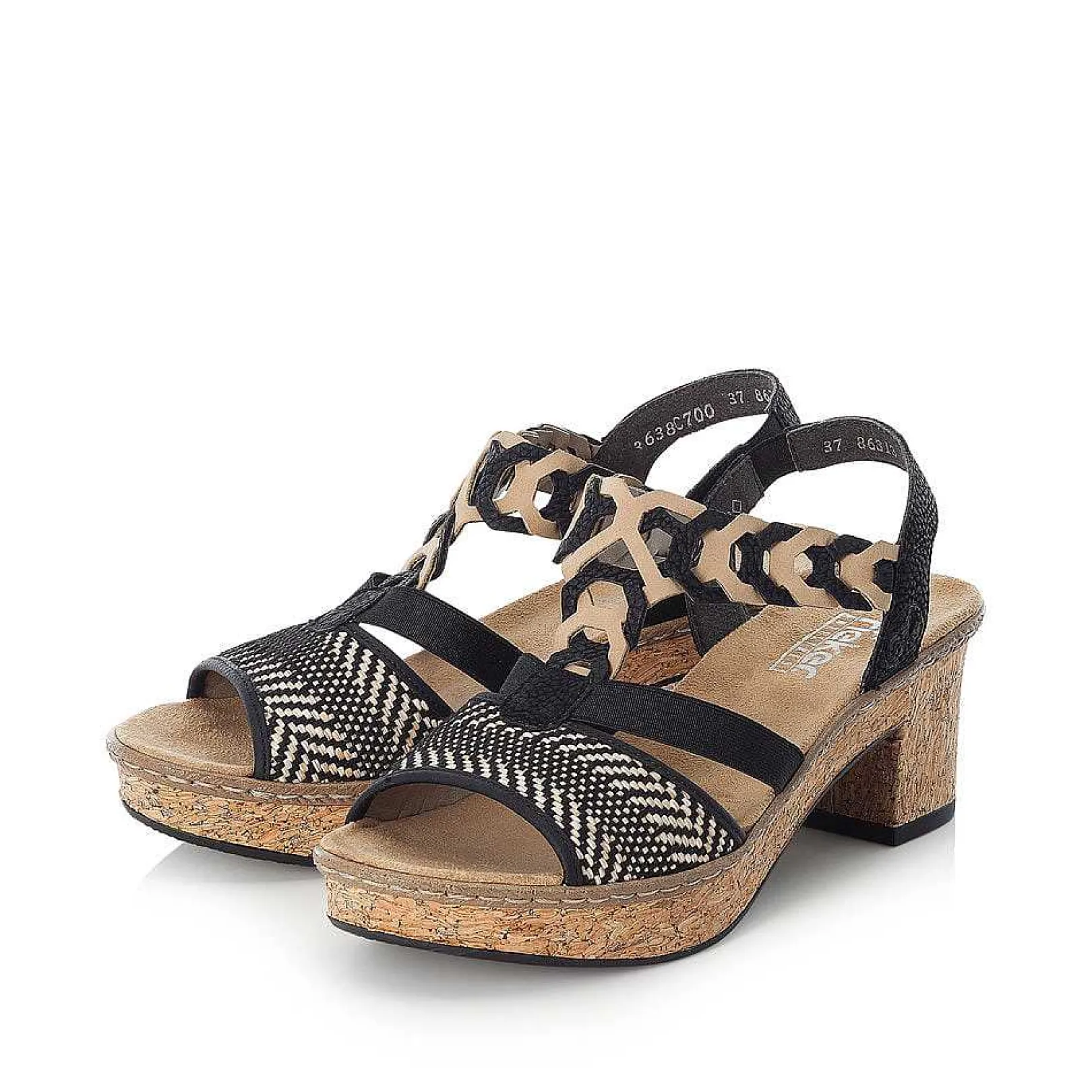 Sale Women'S Strappy Sandals Jet Black Ladies Heeled Shoes