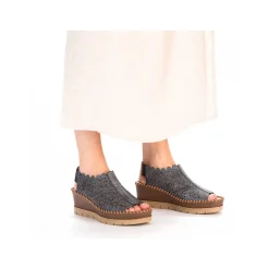Outlet Women'S Wedge Sandals Slate Blue Ladies Heeled Shoes