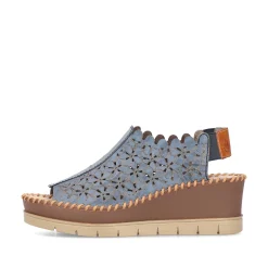 Outlet Women'S Wedge Sandals Slate Blue Ladies Heeled Shoes