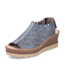Outlet Women'S Wedge Sandals Slate Blue Ladies Heeled Shoes
