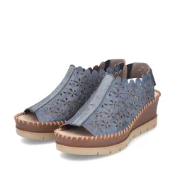 Outlet Women'S Wedge Sandals Slate Blue Ladies Heeled Shoes