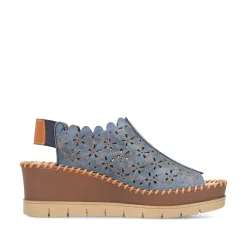 Outlet Women'S Wedge Sandals Slate Blue Ladies Heeled Shoes