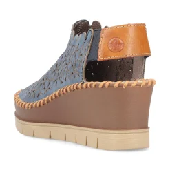 Outlet Women'S Wedge Sandals Slate Blue Ladies Heeled Shoes