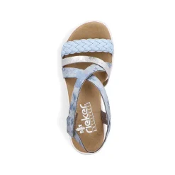 Women'S Wedge Sandals Sky Blue-Silver Ladies Heeled Shoes