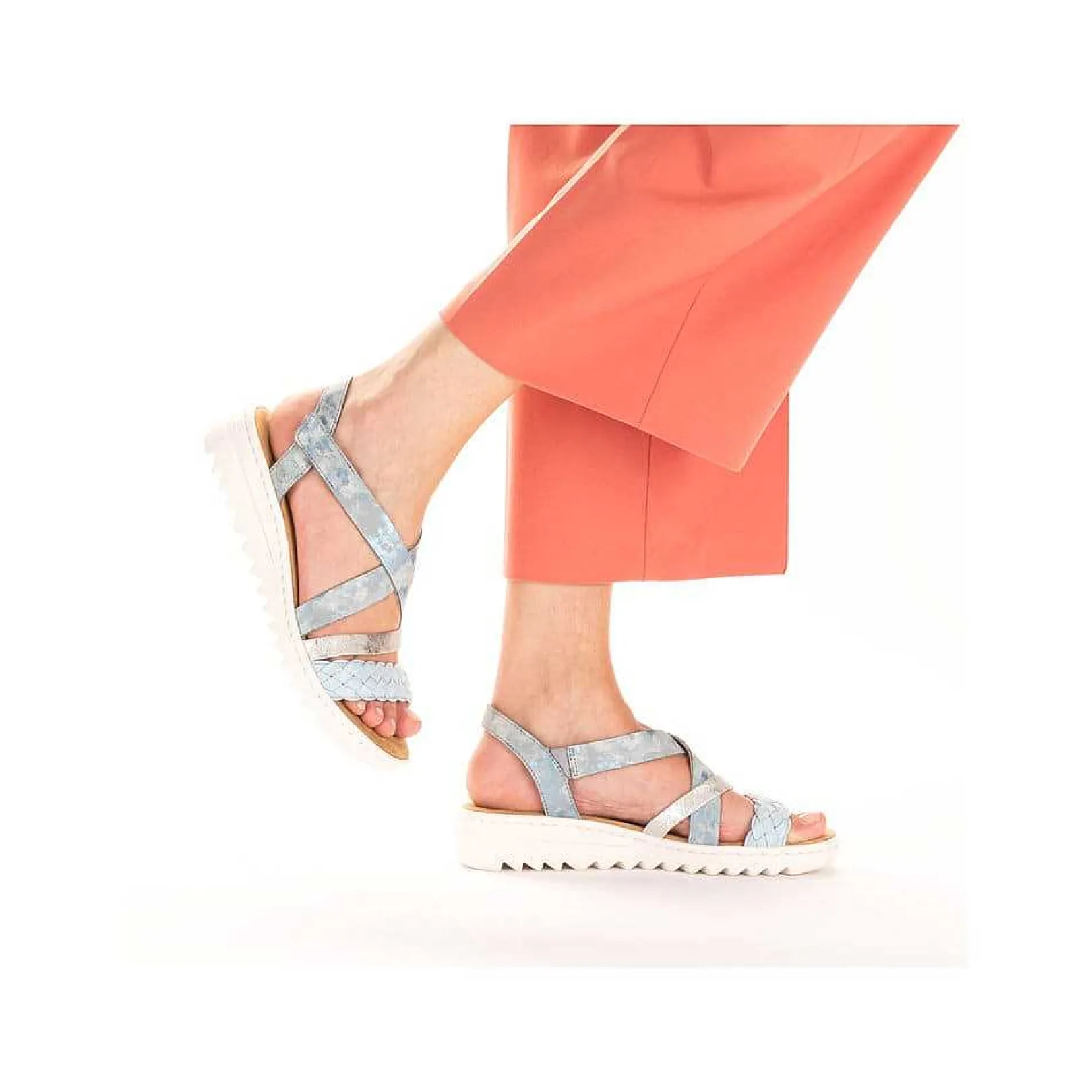 Women'S Wedge Sandals Sky Blue-Silver Ladies Heeled Shoes