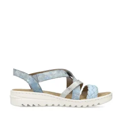 Women'S Wedge Sandals Sky Blue-Silver Ladies Heeled Shoes