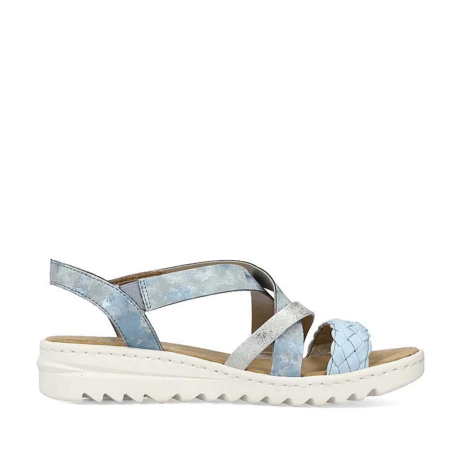 Women'S Wedge Sandals Sky Blue-Silver Ladies Heeled Shoes