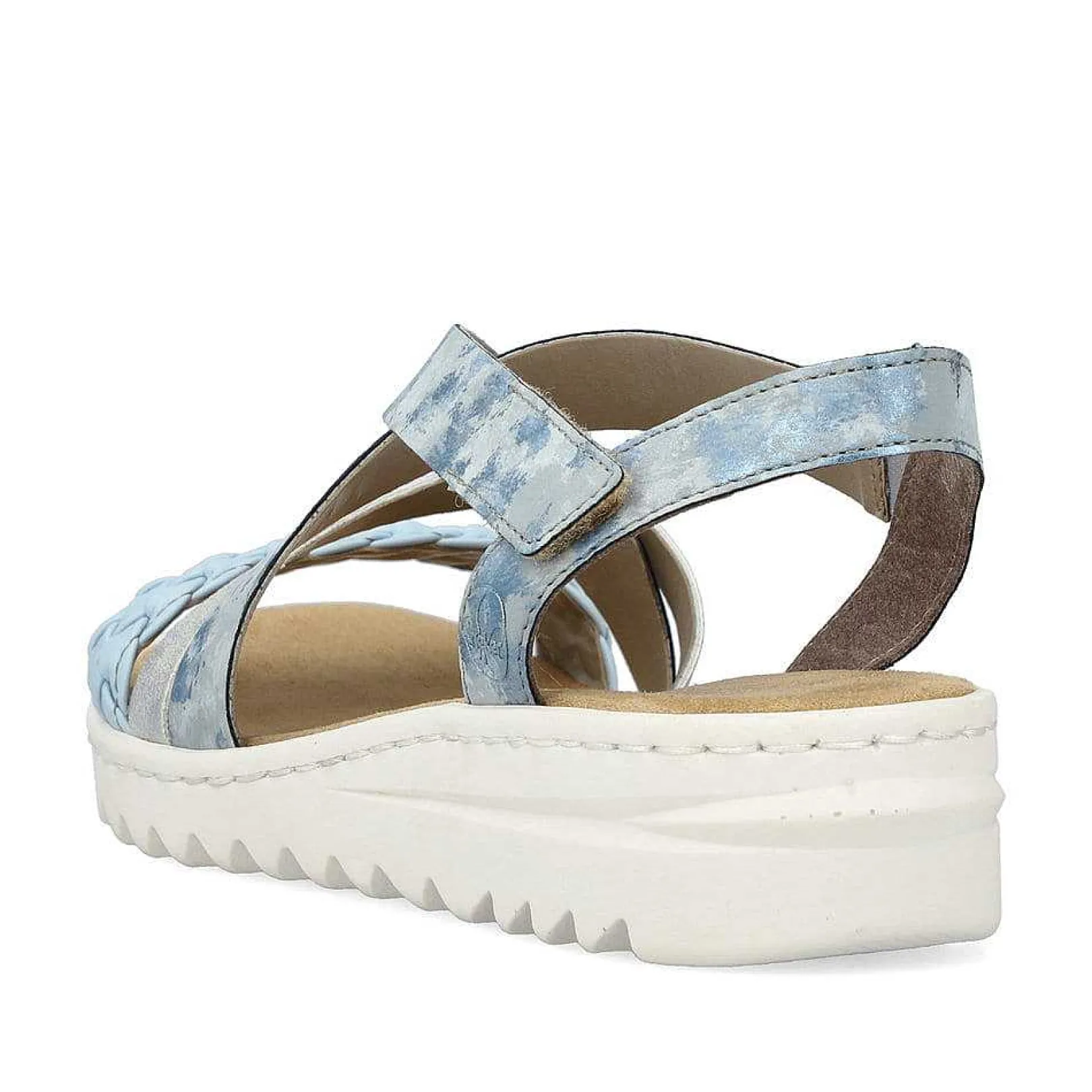 Women'S Wedge Sandals Sky Blue-Silver Ladies Heeled Shoes