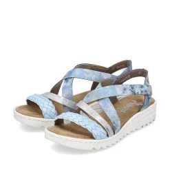 Women'S Wedge Sandals Sky Blue-Silver Ladies Heeled Shoes