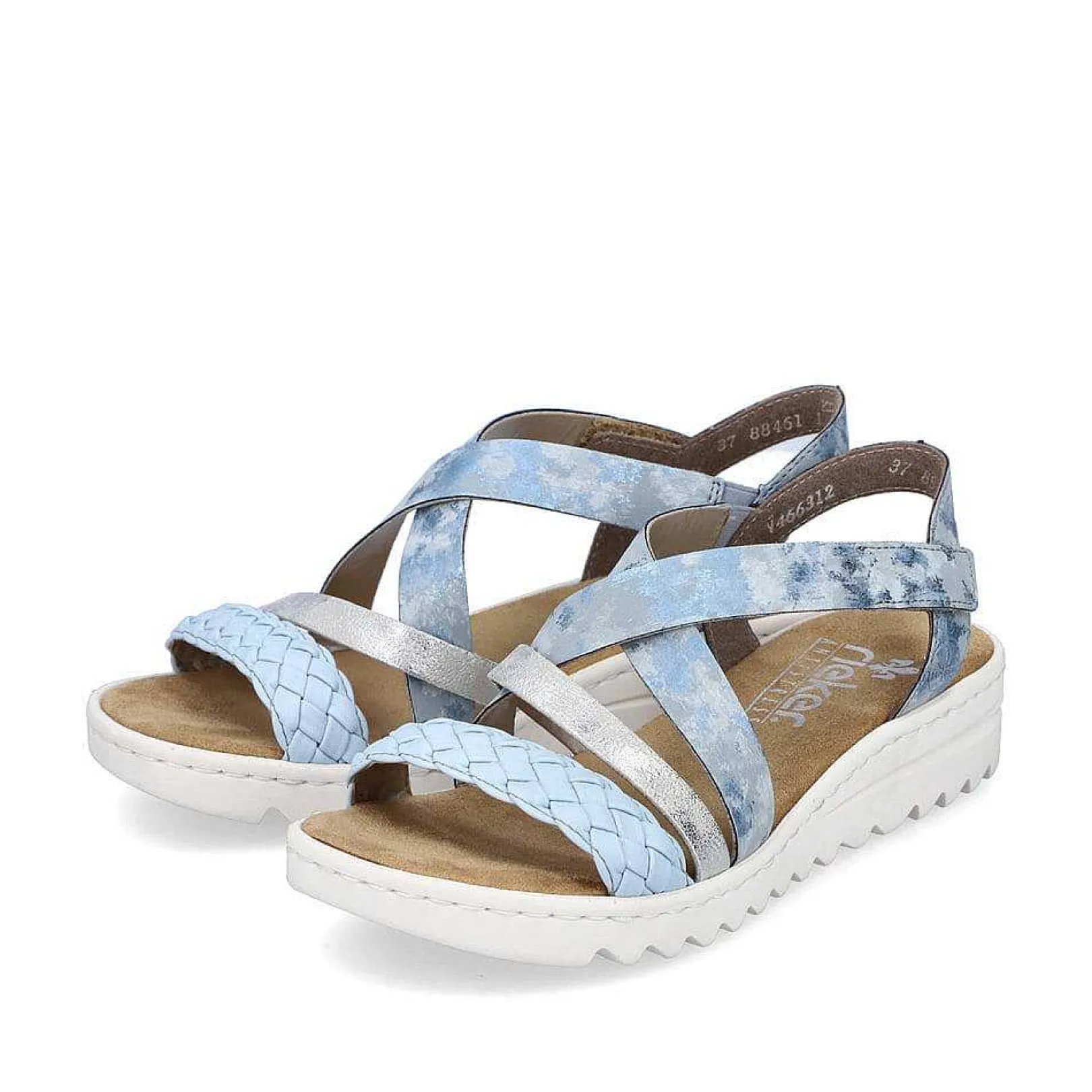 Women'S Wedge Sandals Sky Blue-Silver Ladies Heeled Shoes