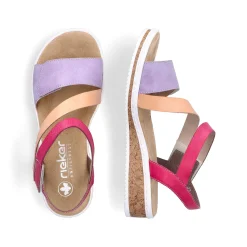 Online Women'S Wedge Sandals Purple-Pink-Salmon Ladies Heeled Shoes