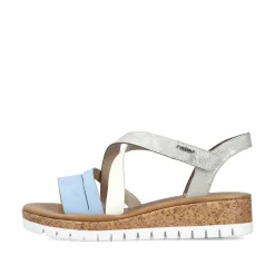 Outlet Women'S Wedge Sandals Pastel Blue Ladies Heeled Shoes