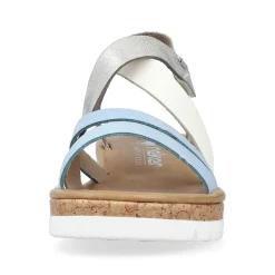 Outlet Women'S Wedge Sandals Pastel Blue Ladies Heeled Shoes