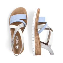 Outlet Women'S Wedge Sandals Pastel Blue Ladies Heeled Shoes