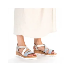 Outlet Women'S Wedge Sandals Pastel Blue Ladies Heeled Shoes