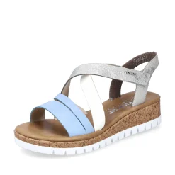 Outlet Women'S Wedge Sandals Pastel Blue Ladies Heeled Shoes