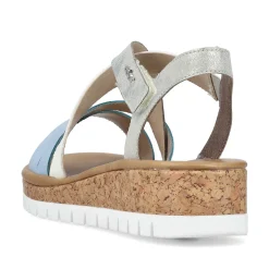 Outlet Women'S Wedge Sandals Pastel Blue Ladies Heeled Shoes