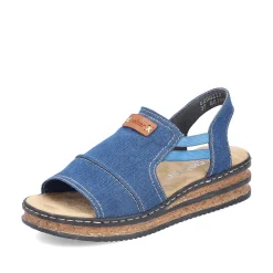 Clearance Women'S Wedge Sandals Sea Blue Ladies Heeled Shoes