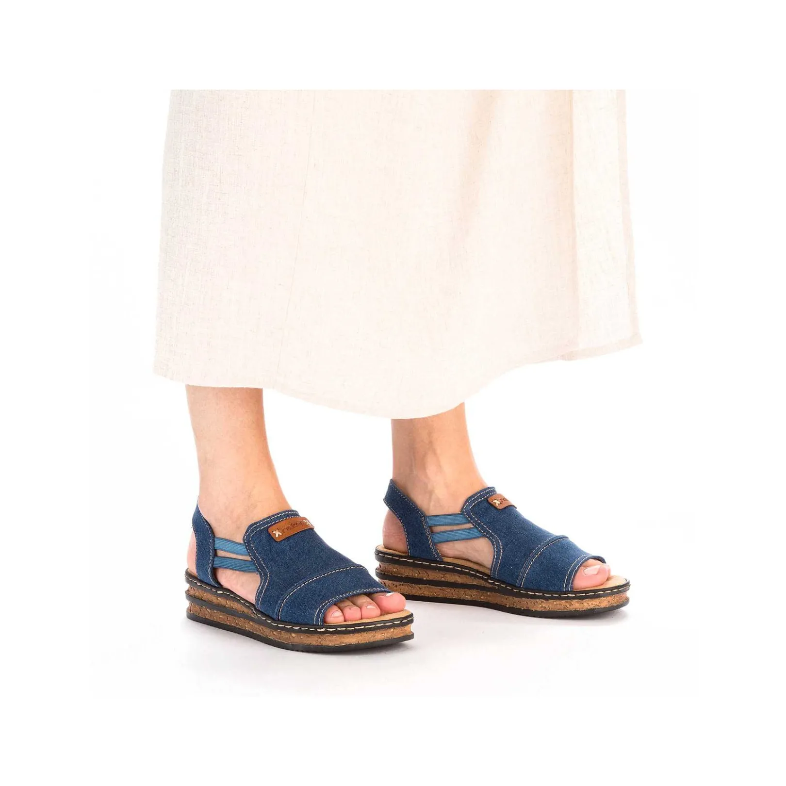 Clearance Women'S Wedge Sandals Sea Blue Ladies Heeled Shoes