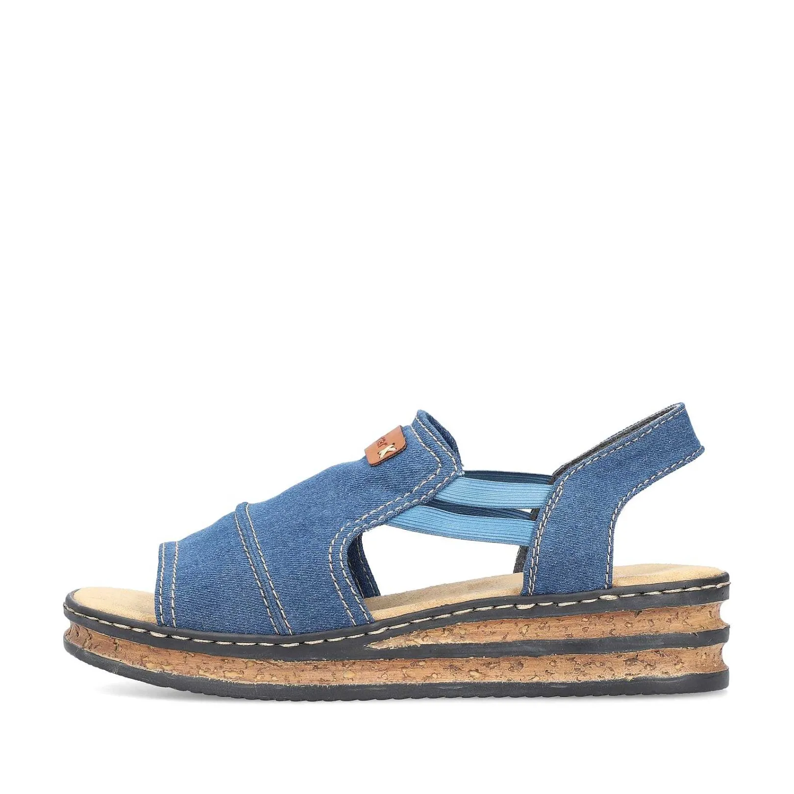 Clearance Women'S Wedge Sandals Sea Blue Ladies Heeled Shoes