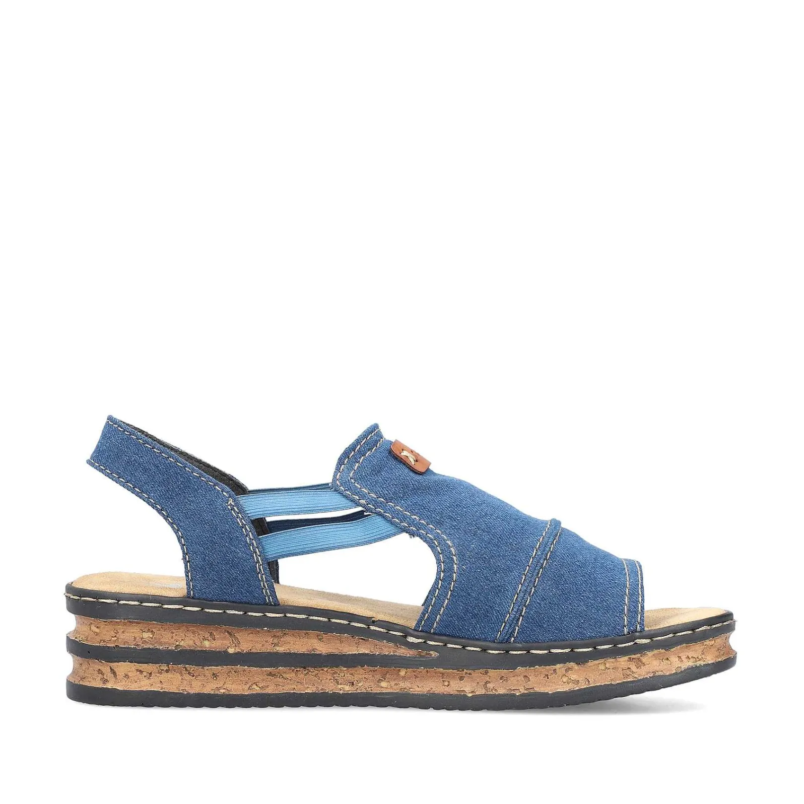 Clearance Women'S Wedge Sandals Sea Blue Ladies Heeled Shoes