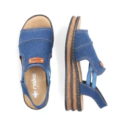 Clearance Women'S Wedge Sandals Sea Blue Ladies Heeled Shoes