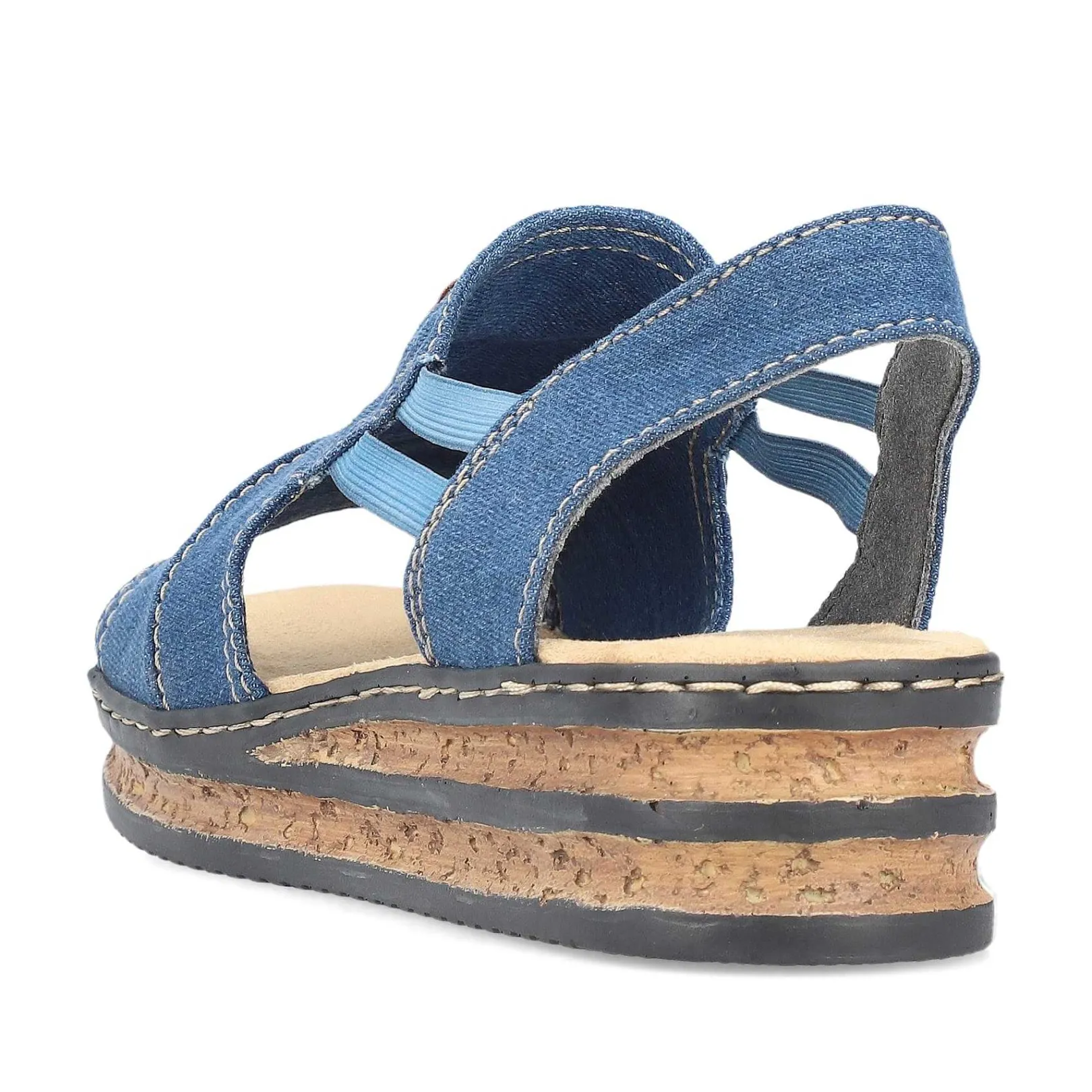 Clearance Women'S Wedge Sandals Sea Blue Ladies Heeled Shoes