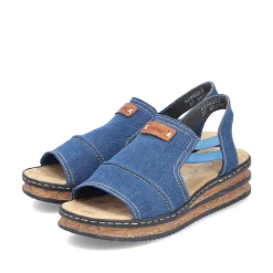 Clearance Women'S Wedge Sandals Sea Blue Ladies Heeled Shoes