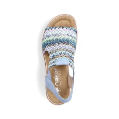 Women'S Wedge Sandals Sky Blue-Multicolored Ladies Heeled Shoes