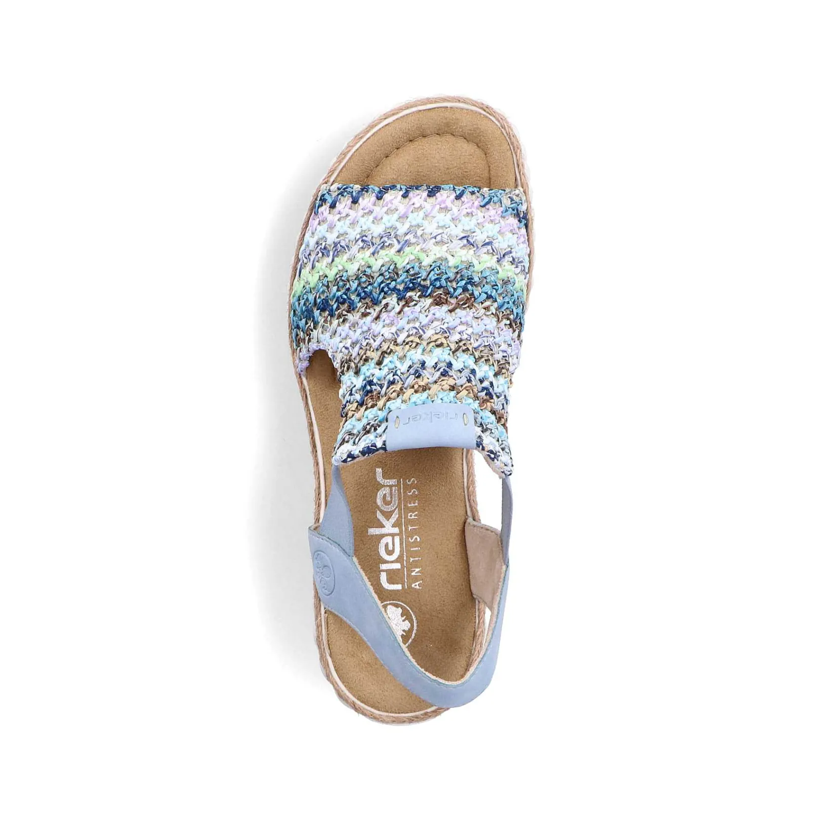 Women'S Wedge Sandals Sky Blue-Multicolored Ladies Heeled Shoes