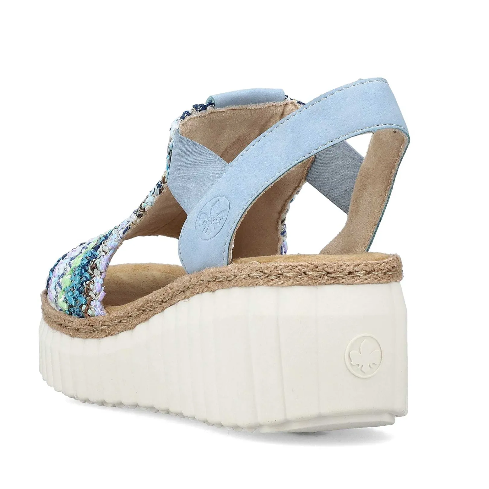 Women'S Wedge Sandals Sky Blue-Multicolored Ladies Heeled Shoes