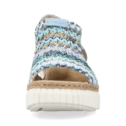 Women'S Wedge Sandals Sky Blue-Multicolored Ladies Heeled Shoes