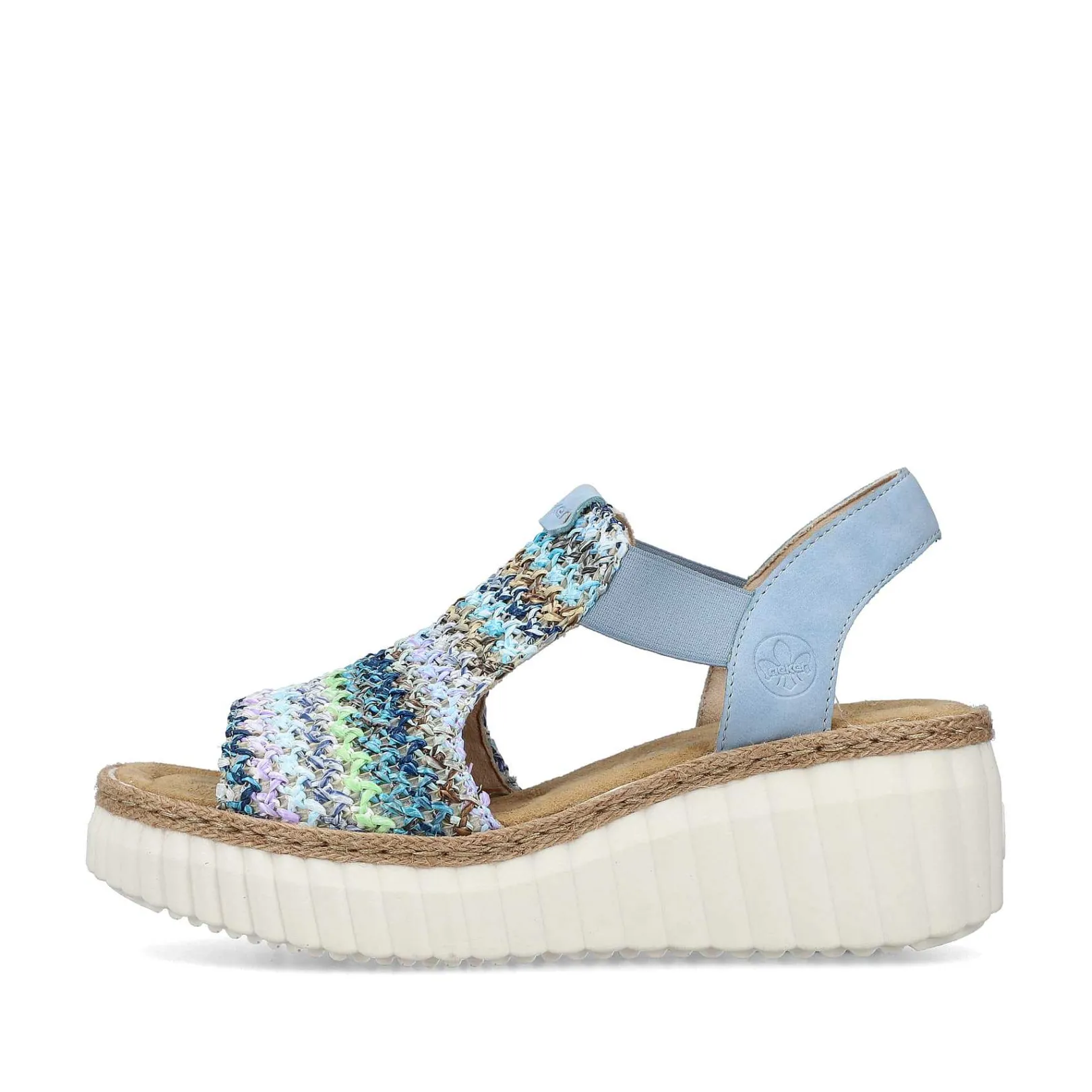 Women'S Wedge Sandals Sky Blue-Multicolored Ladies Heeled Shoes