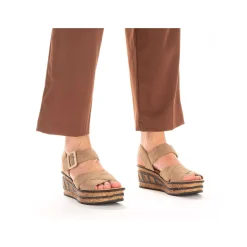 New Women'S Wedge Sandals Sand Beige Ladies Heeled Shoes