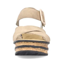 New Women'S Wedge Sandals Sand Beige Ladies Heeled Shoes