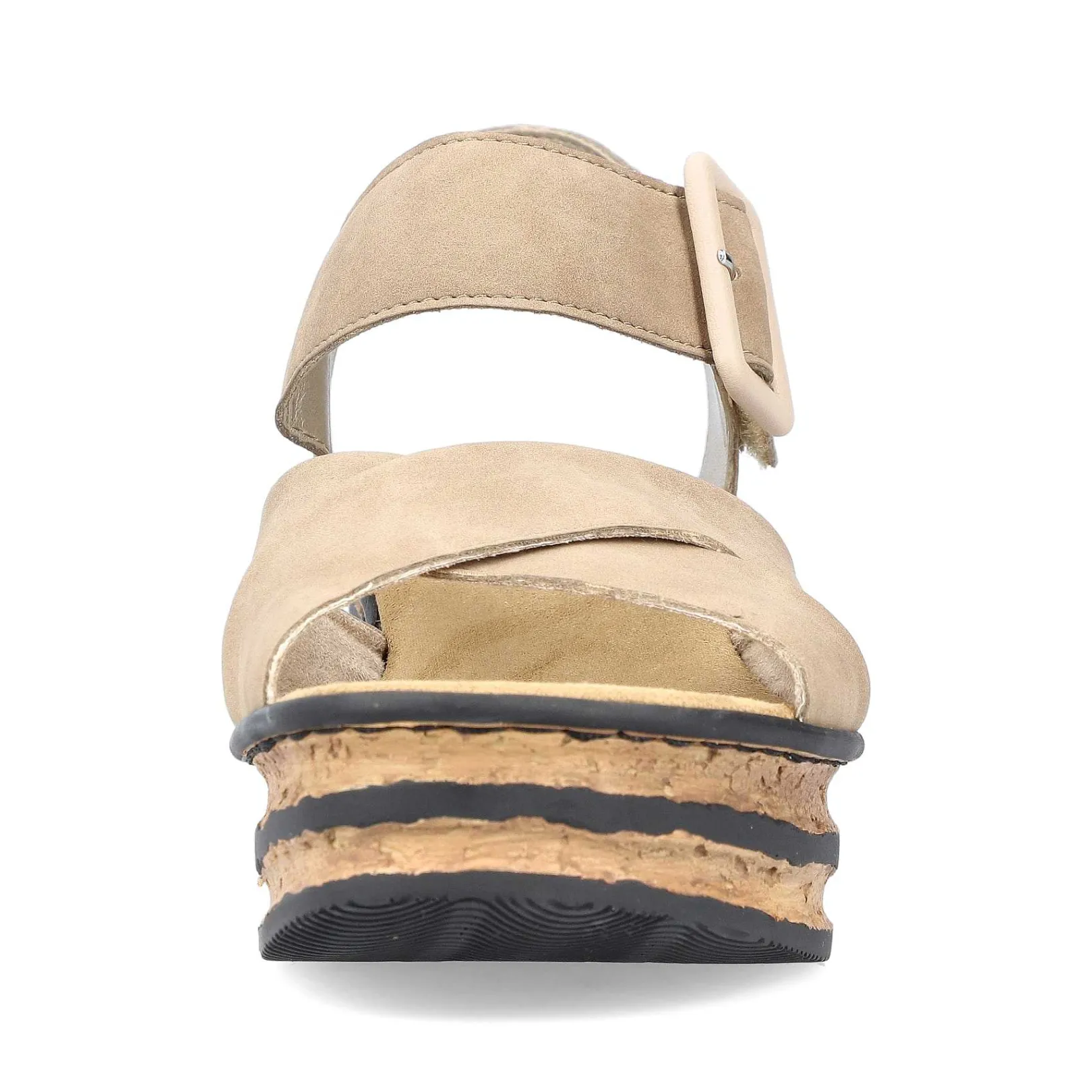 New Women'S Wedge Sandals Sand Beige Ladies Heeled Shoes