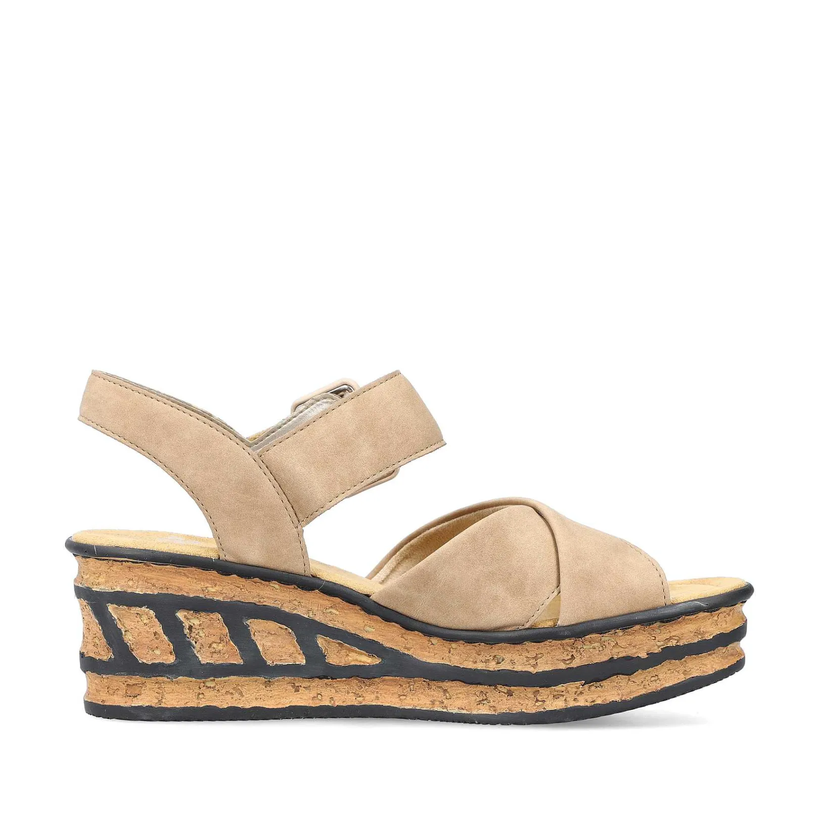 New Women'S Wedge Sandals Sand Beige Ladies Heeled Shoes