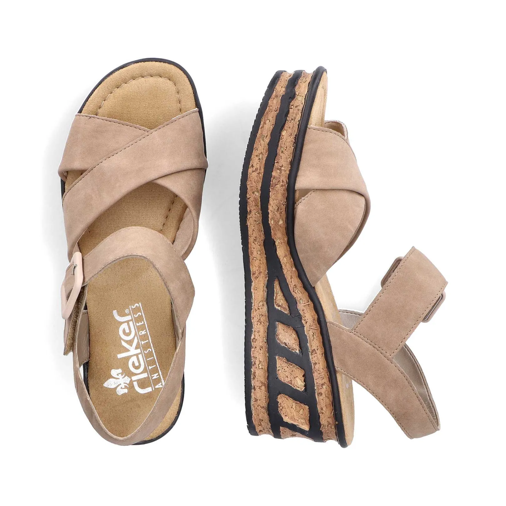New Women'S Wedge Sandals Sand Beige Ladies Heeled Shoes