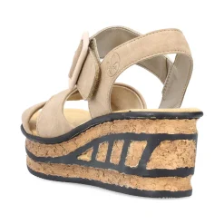 New Women'S Wedge Sandals Sand Beige Ladies Heeled Shoes