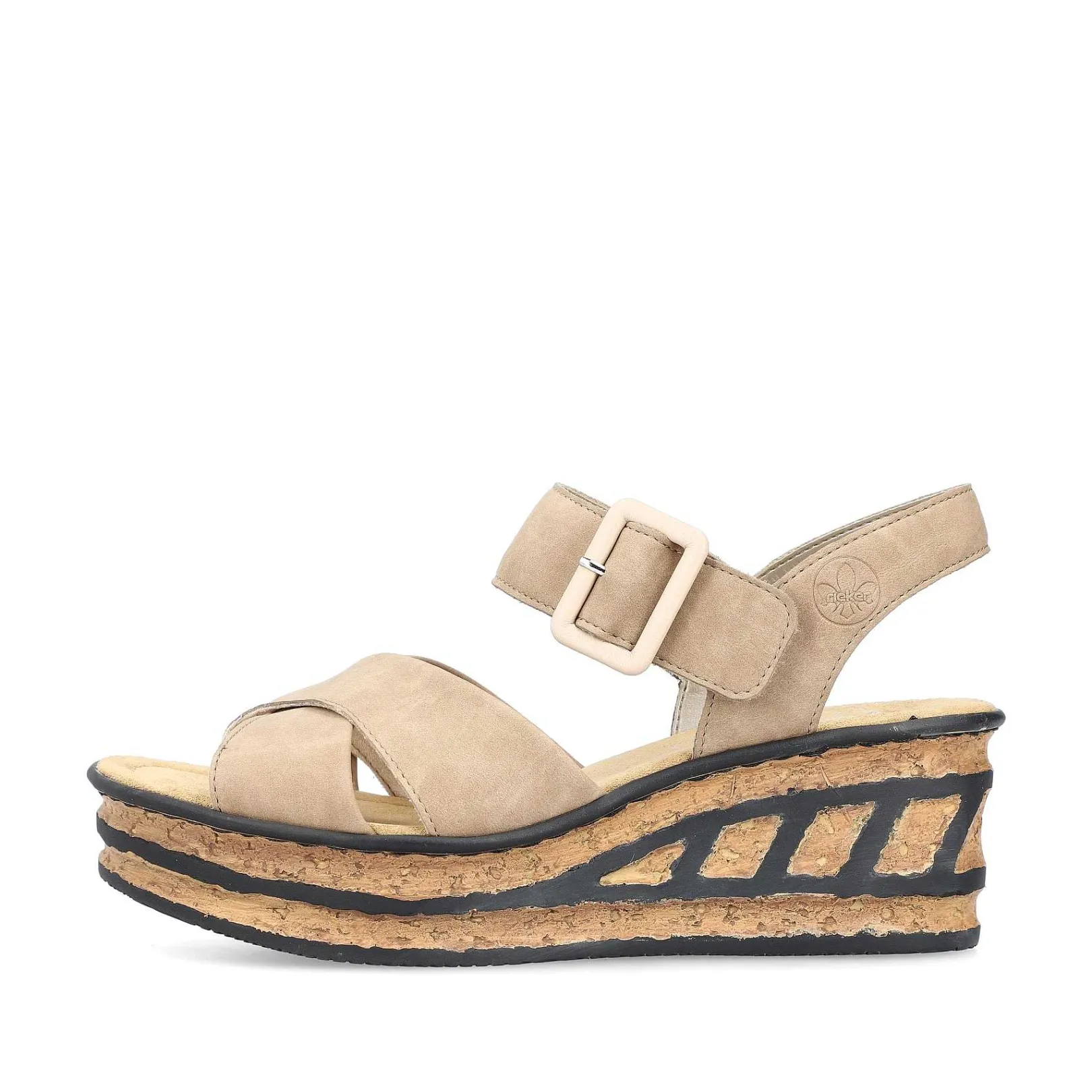 New Women'S Wedge Sandals Sand Beige Ladies Heeled Shoes