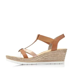 Discount Women'S Wedge Sandals Coffee Brown Ladies Heeled Shoes