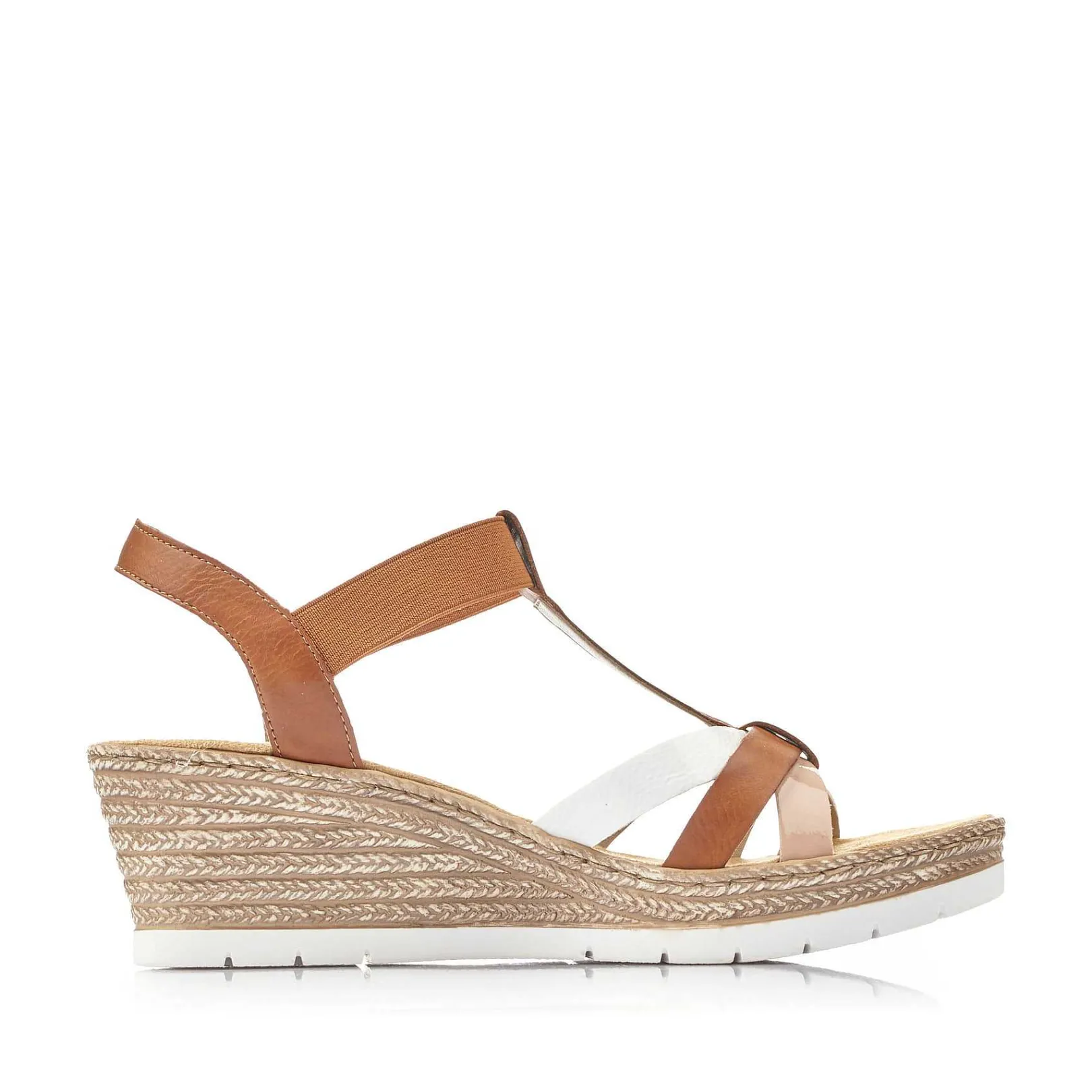 Discount Women'S Wedge Sandals Coffee Brown Ladies Heeled Shoes