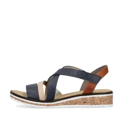 Clearance Women'S Wedge Sandals Navy Blue Ladies Heeled Shoes