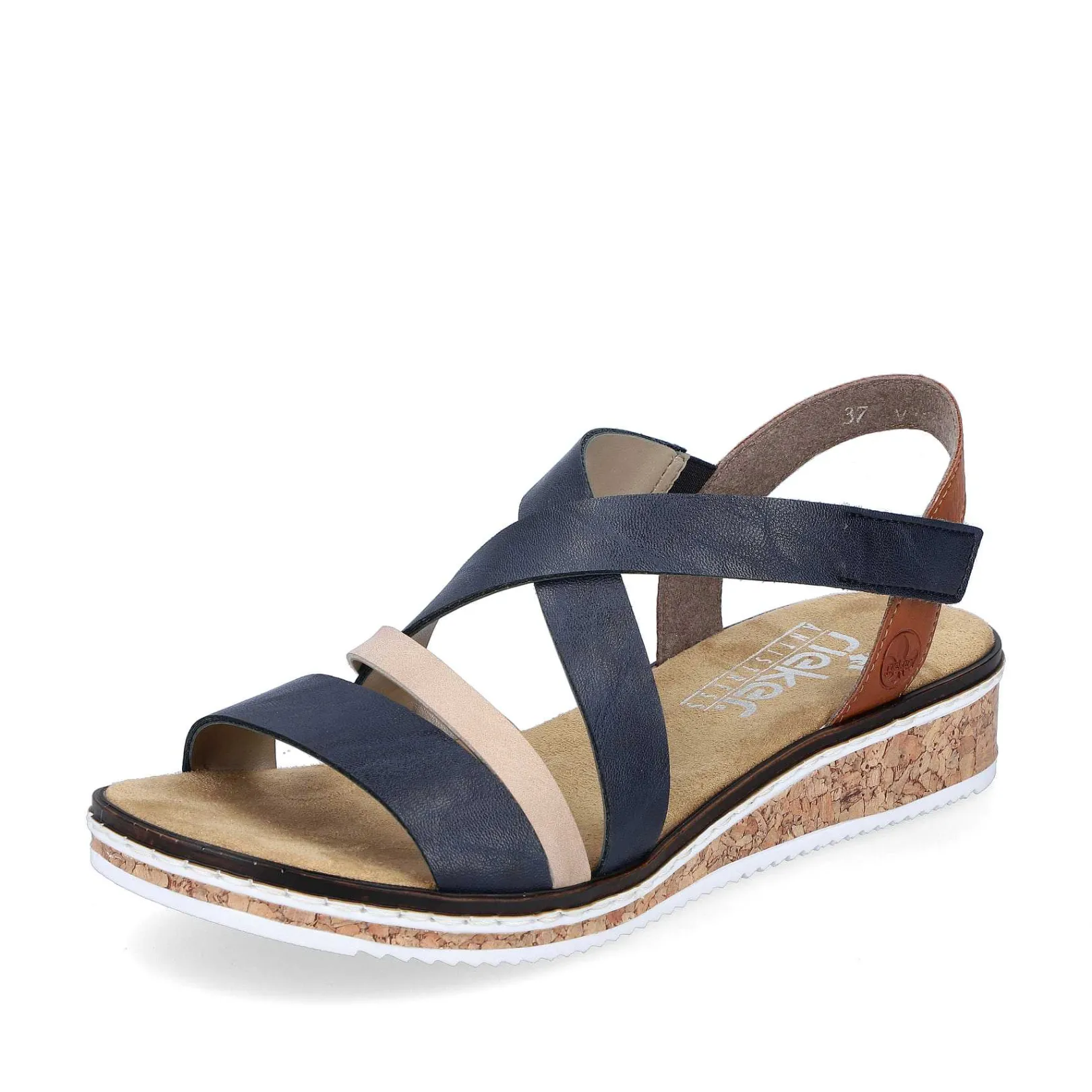 Clearance Women'S Wedge Sandals Navy Blue Ladies Heeled Shoes
