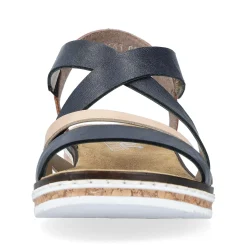 Clearance Women'S Wedge Sandals Navy Blue Ladies Heeled Shoes