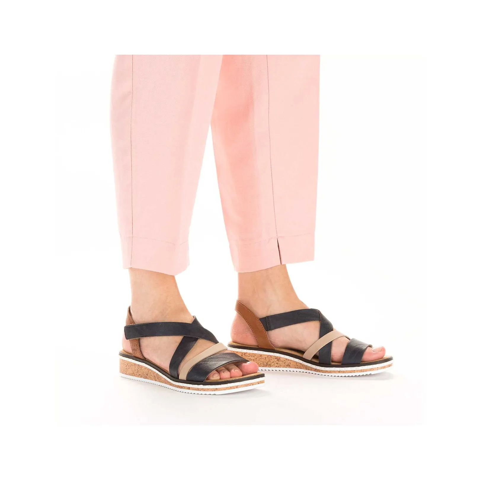 Clearance Women'S Wedge Sandals Navy Blue Ladies Heeled Shoes